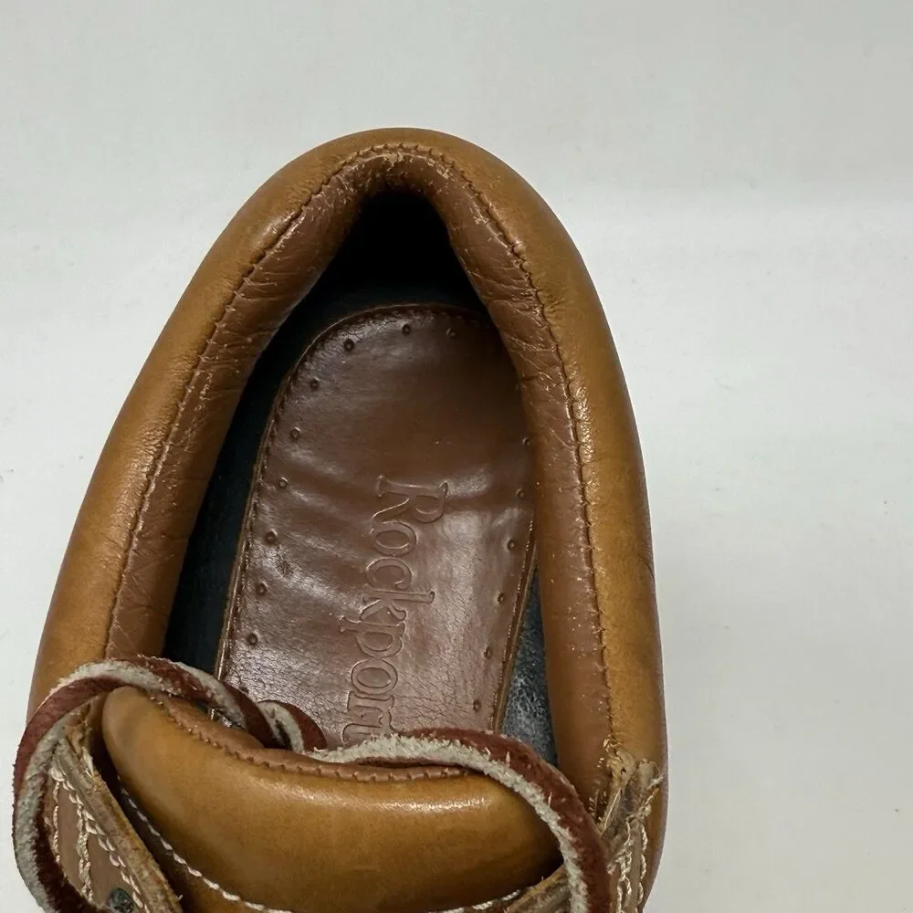 Rockport Lug Sole Moc Toe Shoes Mens 9 M Brown Leather Casual Boat Lace Up